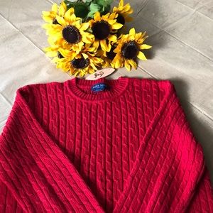 Karen Scott petite red cable knit sweater